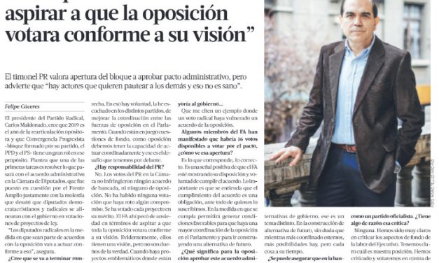 Revisa la nueva entrevista al Presidente del PR en La Tercera